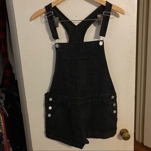 Large black overall shorts